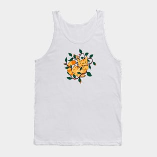 Leafy Autumn Orange Cat Tank Top